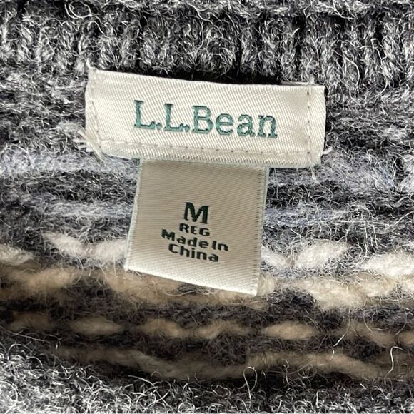 L.L. Bean womens small Fair isle grey 100% lambswool sweater women's medium - Picture 3 of 6